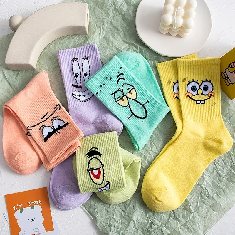 Hoạt Hình SpongeBobs Nữ Nam Thời Trang Chất Lượng Cao Cấp Nữ Sock In Hình Giày Hip-Hop Cá Tính Trưởng Thành Cặp Đôi vớ