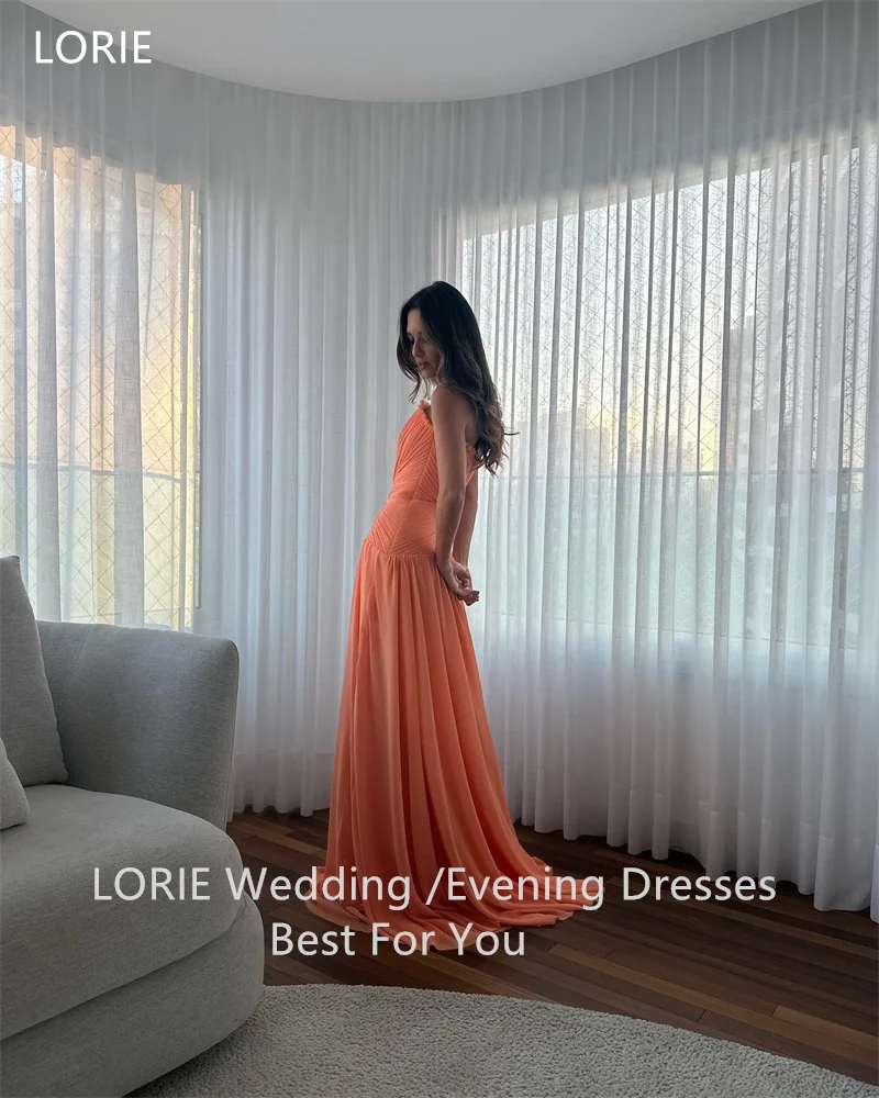 LORIE Orange A-line Evening Dresses Long Sense of design Pleat Strapless Party Dress Elegant Floor-Length Prom Gowns Customized