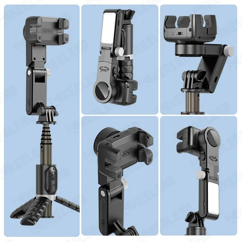 KEELEAD 360-Grad-Gimbal, Selfie-Stick-Stativ mit ferngesteuertem Fülllicht, folgende Aufnahme, Stabilisator für Smartphone Live/Vlog