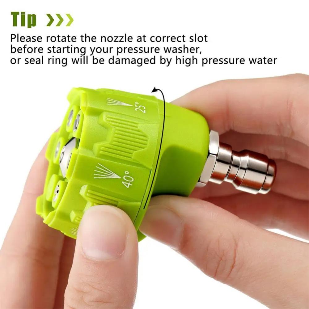 6 in 1 Power Washer Nozzle's,With 1/4 Inch Quick Connector,0 15 25 40 Degree Rotation Watering Rinse Soap Nozzle Tip