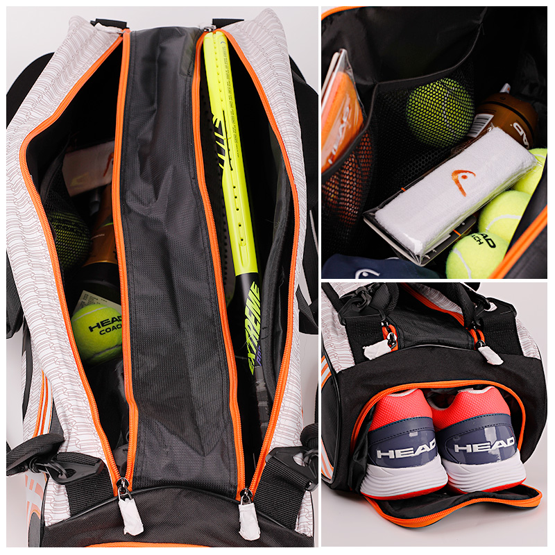 HEAD Tennisschlägertasche, großes Fassungsvermögen, 3–6 Stück, Tennisrucksack, Badminton-Sporttasche, Squash-Schlägertasche mit getrennter Schuhtasche
