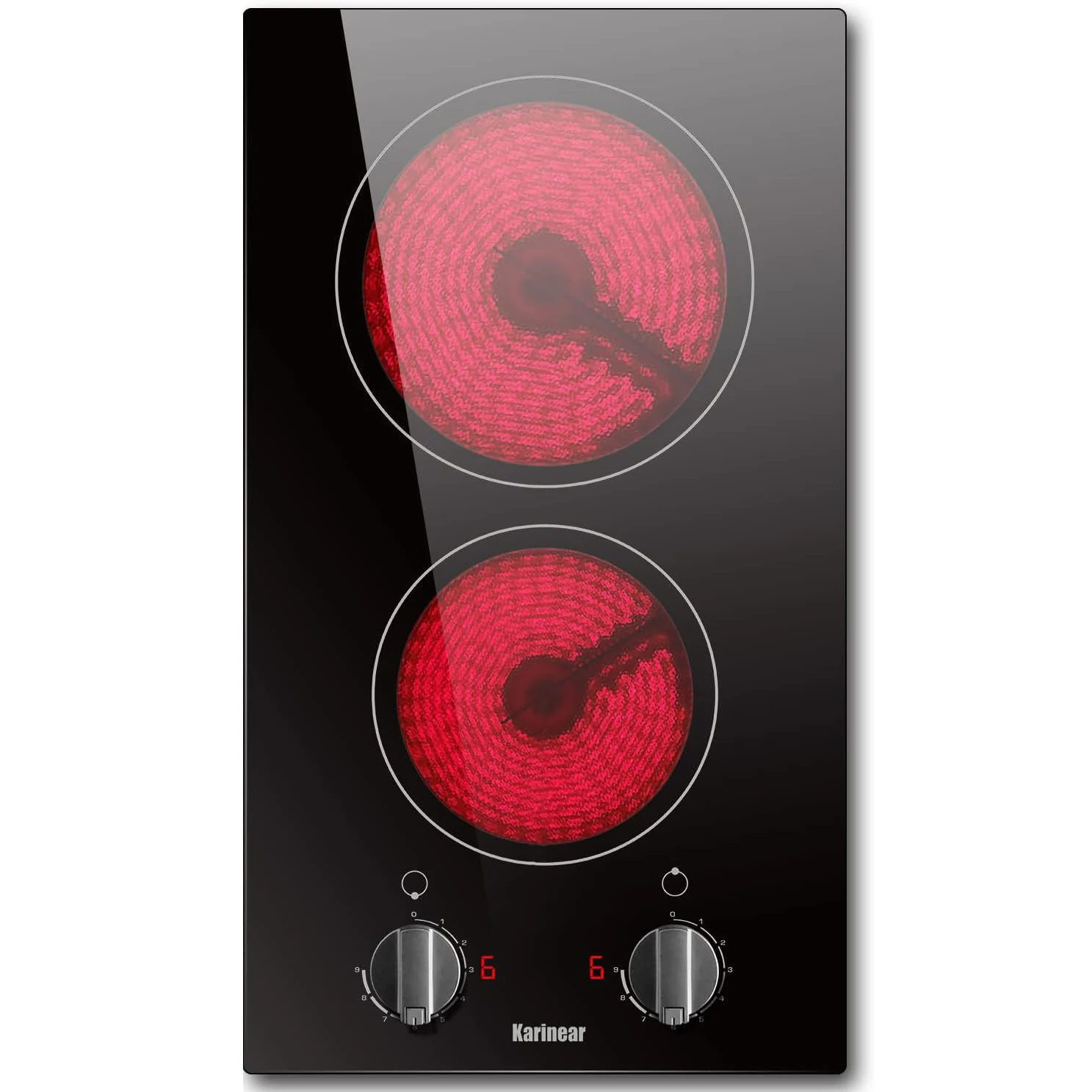 Karinear 2 palniki Elektryczna płyta kuchenna 12 cali Wbudowana kuchenka Pokrętła sterujące Wskaźnik ciepła pozostawionego, 220 V-240 V Brak wtyczki w zestawie
