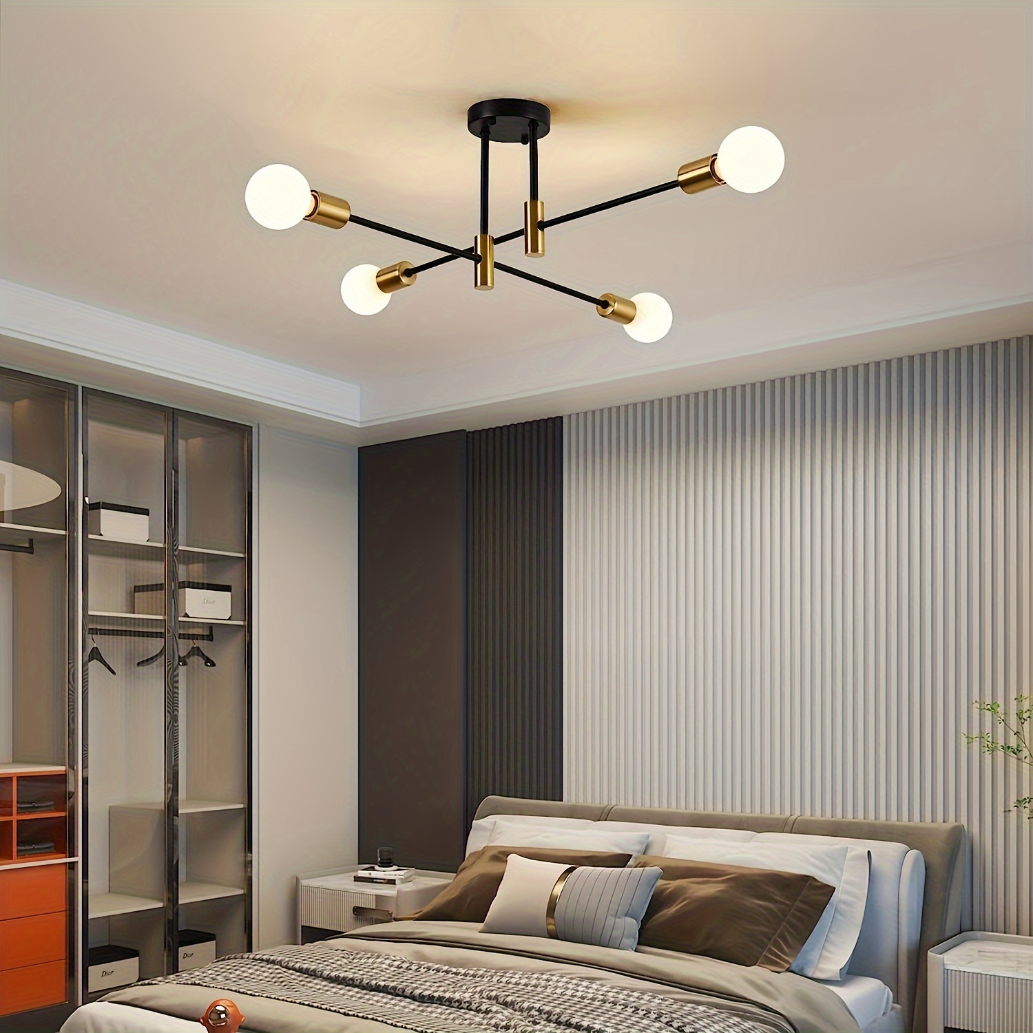 Ceiling Light,Without Bulb, Modern Industrial Pendant Light,for Living Room, Dining Room, Bedroom, Kitchen, Cafe, Black