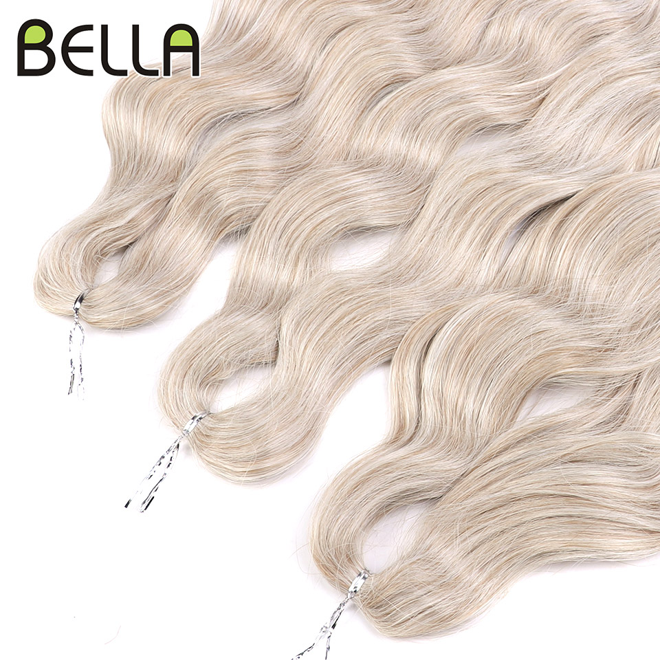 BELLA Lena ผมสังเคราะห์ Deep Wave Braiding Hair Extensions 24 นิ้ว Water Wave ผมโครเชต์ผม Ombre สีบลอนด์ผมปลอม