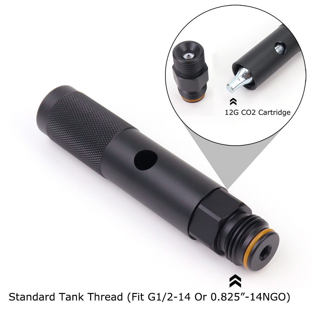 Quick Change 12g CO2 Cartridge Adapter Adaptor With Standard CO2 Tank Thread (G1/2-14 Or 0.825"-14NGO)