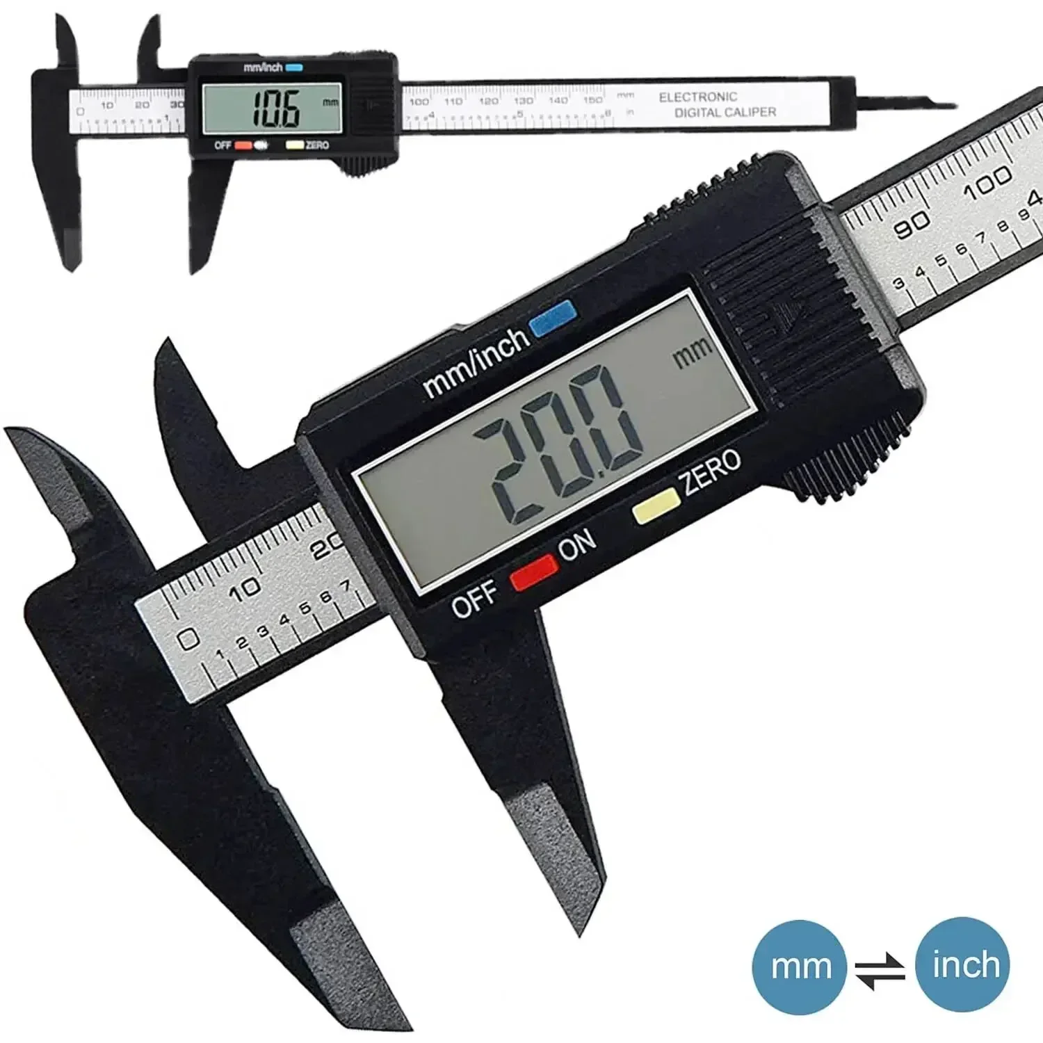 Nova ferramenta de medição régua digital 150mm 100mm eletrônico digital caliper fibra carbono dial vernier caliper calibre micrômetro