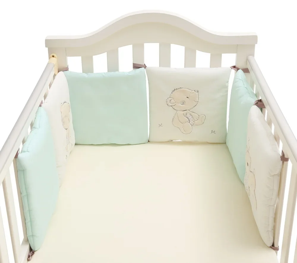 6 pçs/set protetor de cama do bebê berço amortecedor almofadas cama do bebê pára-choques crianças cama de segurança em torno de algodão mistura berço anti-colisão anti-queda
