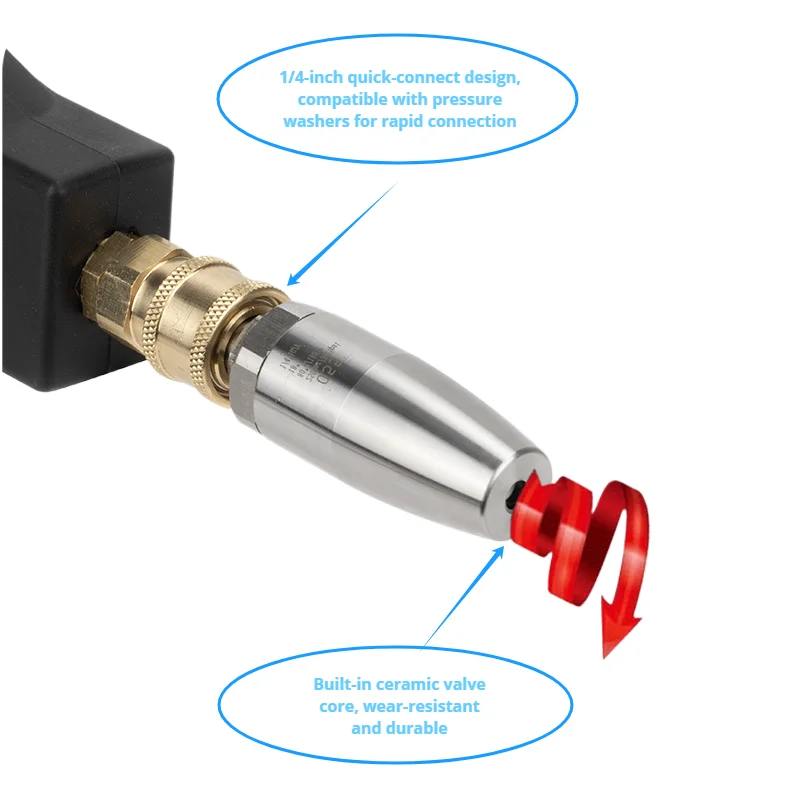 Stainless Steel 360° Swivel Pressure Washer Nozzle, Quick-Connect Lotus Spray Head for Tree Bark & Rust Removal
