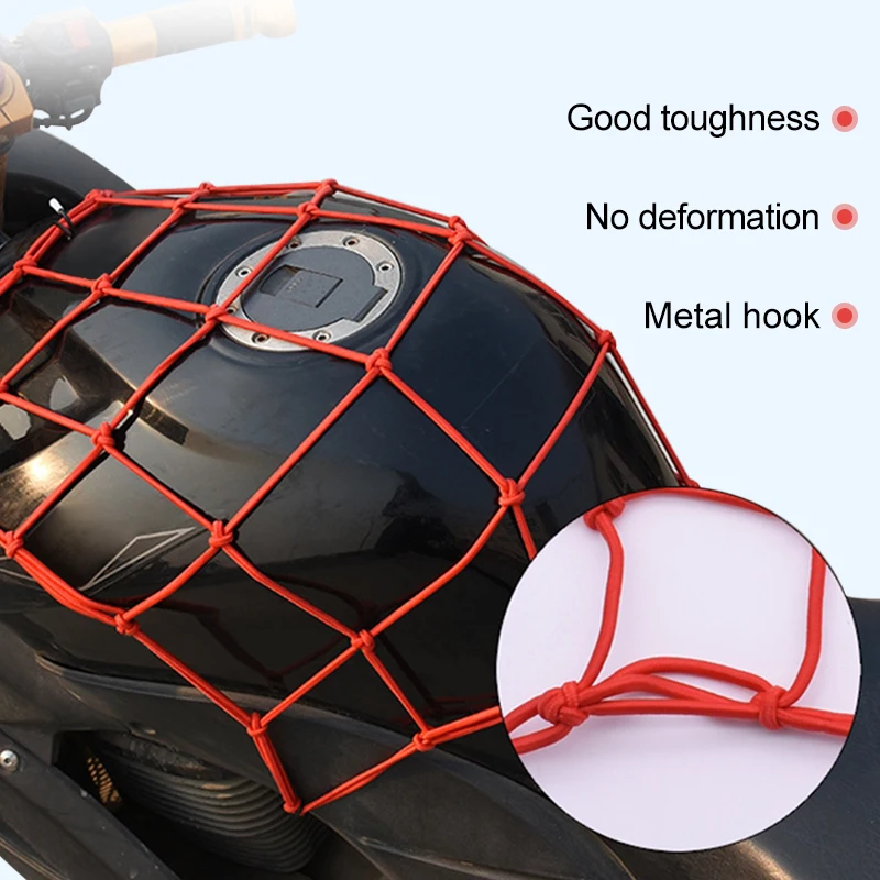 Blalion rede de bagagem para motocicleta, 6 ganchos, segurar tanque de combustível, malha de bagagem, estilo web, alta qualidade, rede de carga ajustável para moto