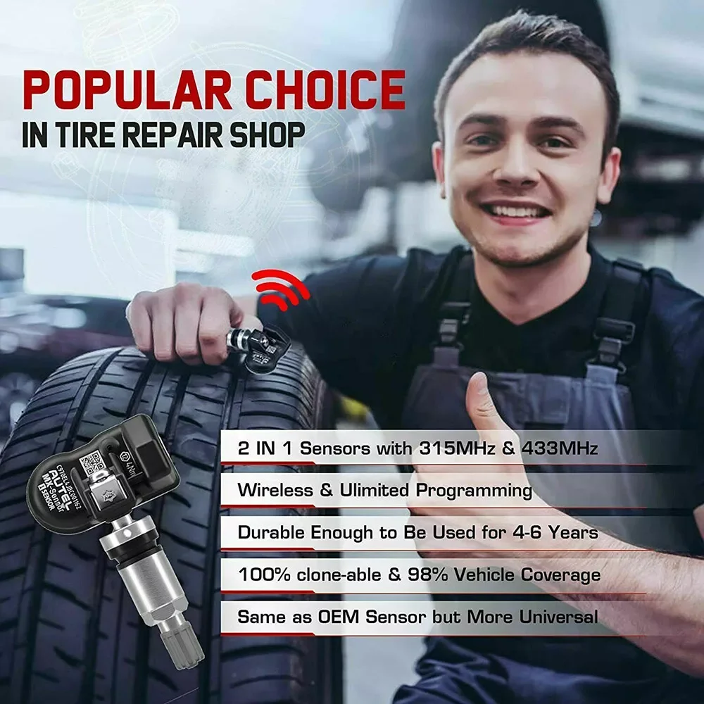 Programação universal de pneus Autel TPMS 315MHZ 433MHZ MX-Sensor Suporte Programação de pneus Autel TPMS Ferramenta de diagnóstico