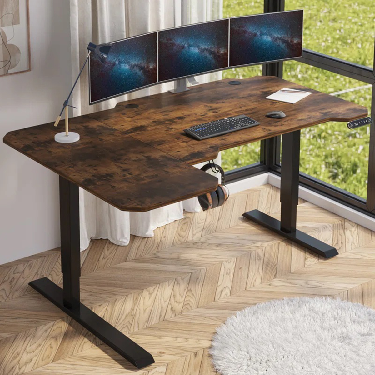 bilbil Electric Height Adjustable Standing Desk,Computer Desk, Electric Lifting Desk, Gaming Desk, Electric Lifting Standing