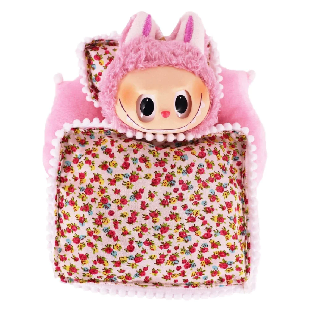Labubu Puppenbett-Set mit 2 Kissen Schlafsack für 1/12 BJD Puppe GSC Body9 Molly DOD YMY Obitsu11 – Puppenzubehör