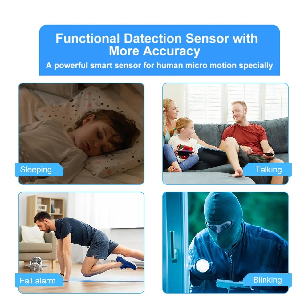 Tuya WiFi / Zigbee Menselijke aanwezigheidsdetector, helderheid/afstandsdetectie, slimme menselijk lichaam PIR-sensor Ondersteuning Home Assistant