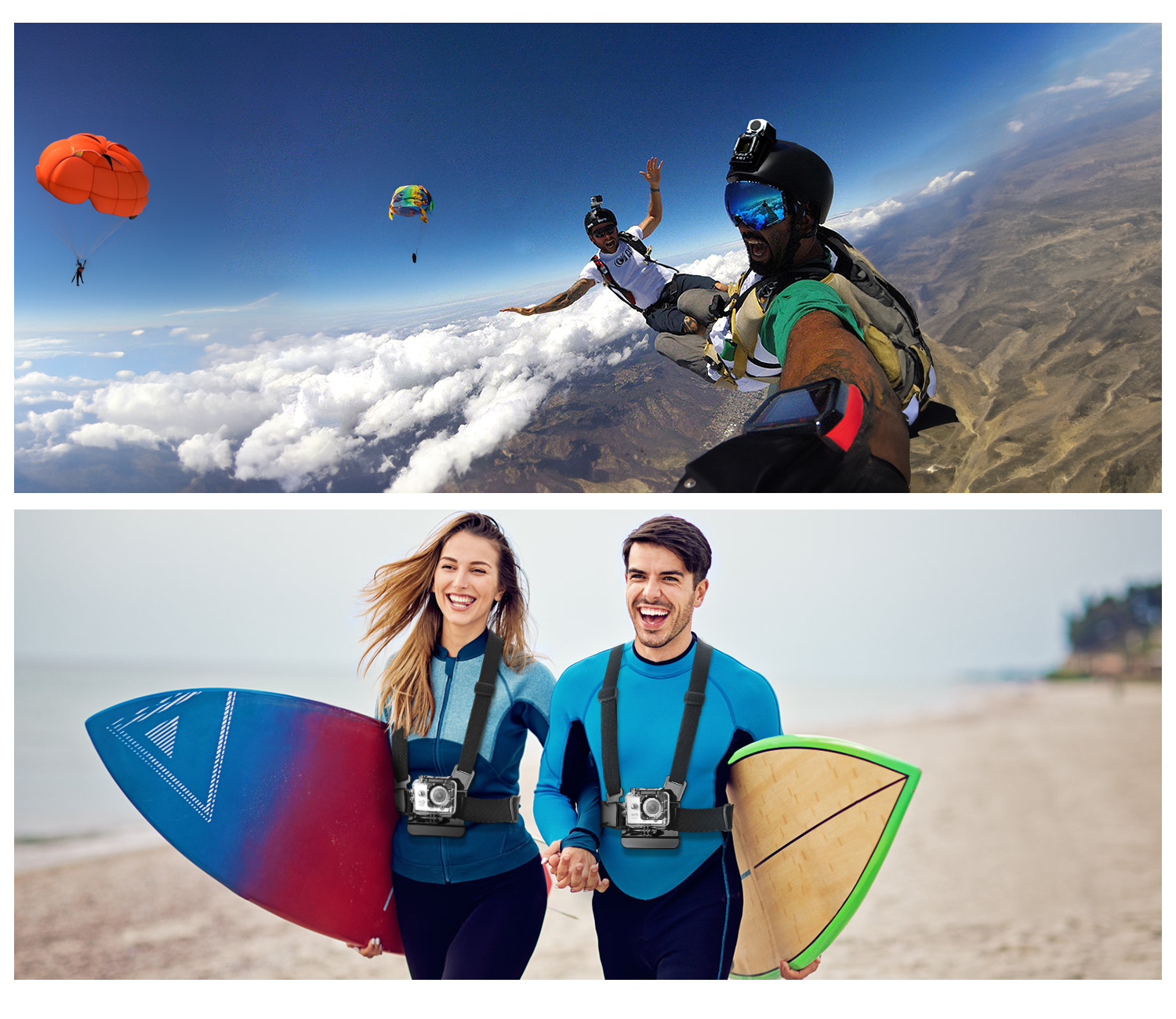 All-in-One Action Camera Accessories Kit Head Strap Chest Strap Mount Adjustable for GoPro Hero Phone Osmo SJCAM AKASO insta360