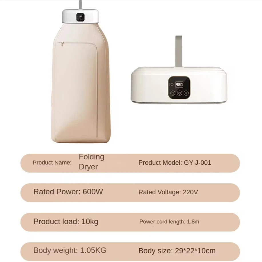 Multifunctional Dryer Electric Clothes Dryer Portable Compact Foldable Laundry Dryer Machine with Dryer Bag and Time Setting