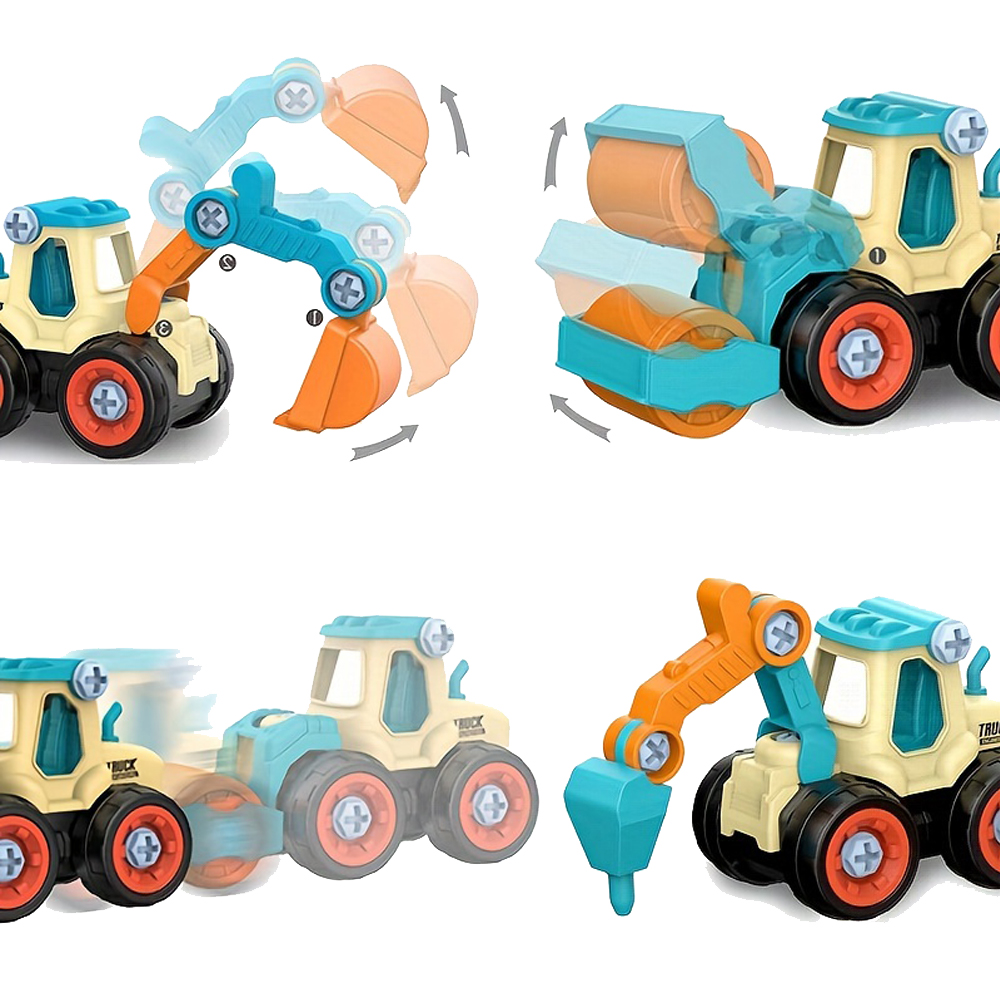 Children's DIY Disassembly Engineering Car Toy with Nut Assembly Puzzle and Sliding Excavation Disassembly Function