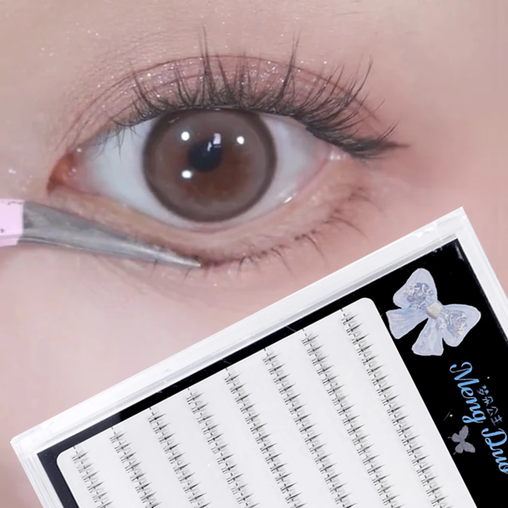 4D Self-adhesive Lower Eyelashes Natural Individual Lashes No Glue Needed Fake Eyelashes Transparent Stem for Eyelash Extension