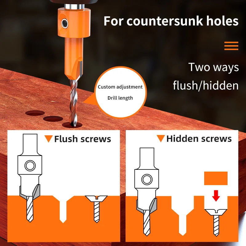 HUHAO 8Mm Vỏ Phản Bồn Rửa Mũi Cho Gỗ HSS Ốc Vít Countersinking Thực Tập Nghề Mộc Dụng Cụ