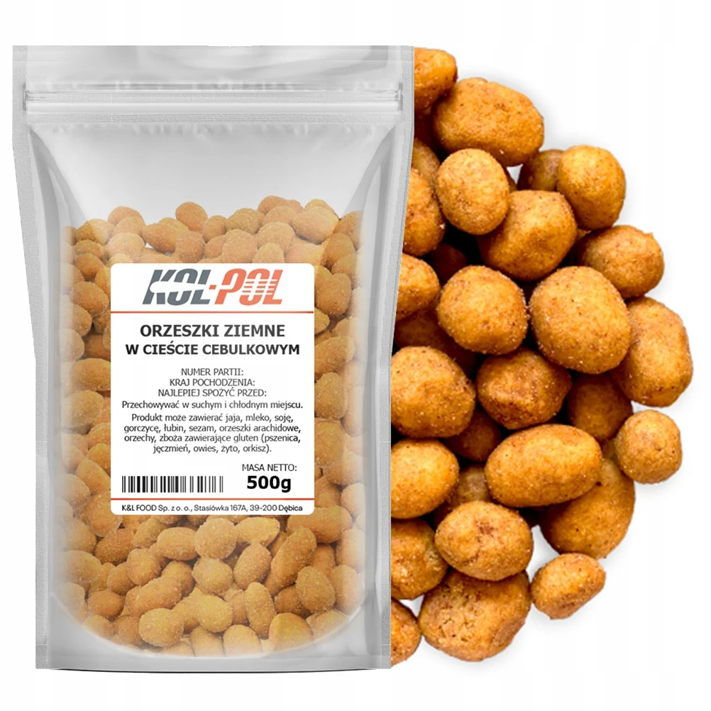 ORZECHY ZIEMNE CEBULOWE 500g Orzeszki w panierce zielona cebulka Kol-Pol
