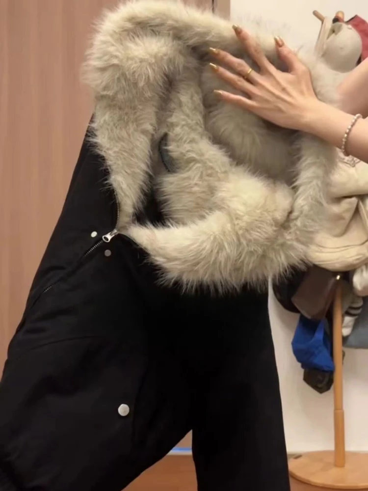 Jaren 2000 Esthetische Zwarte Elegante Jas Vrouw 2025 Winter Y2k Zip Up Capuchon Ontwerp Harajuku Jas Vrouwelijke Losse Casual Chic outfits