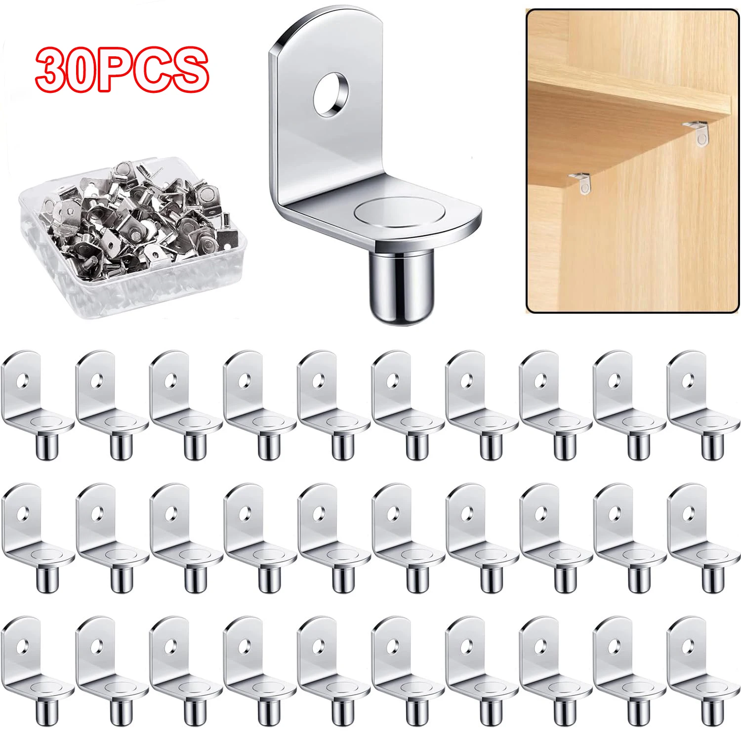 Soportes de estante de 20 piezas, clavijas de soporte, pasador de Metal de 5mm, separador de estantes, estante de muebles, soporte de montaje en pared para gabinete