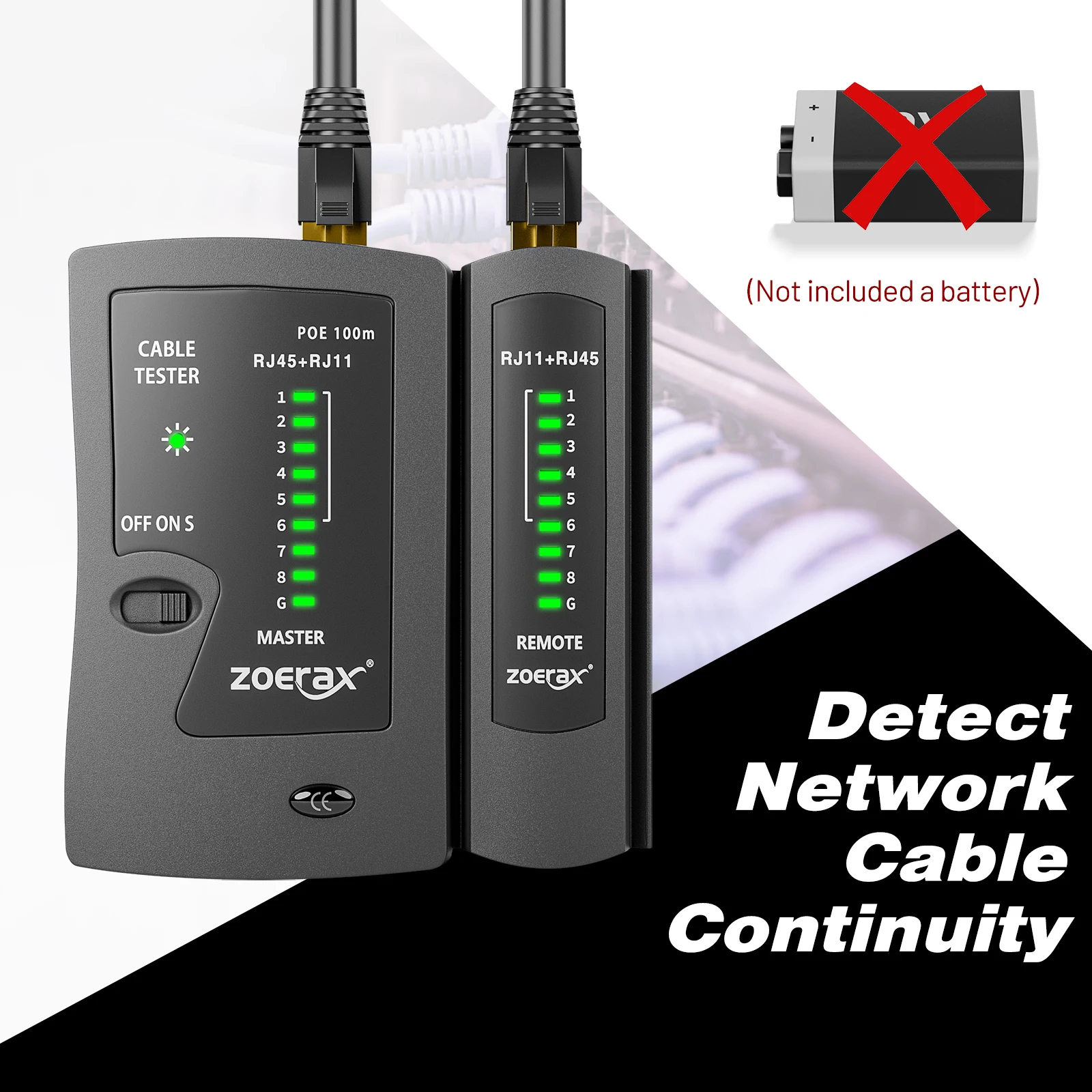 Тестер сетевого Ethernet-кабеля ZoeRax для LAN RJ45 Cat5 Cat5e Cat6 Cat6a Cat7 UTP/экранированного кабеля и RJ11 RJ12