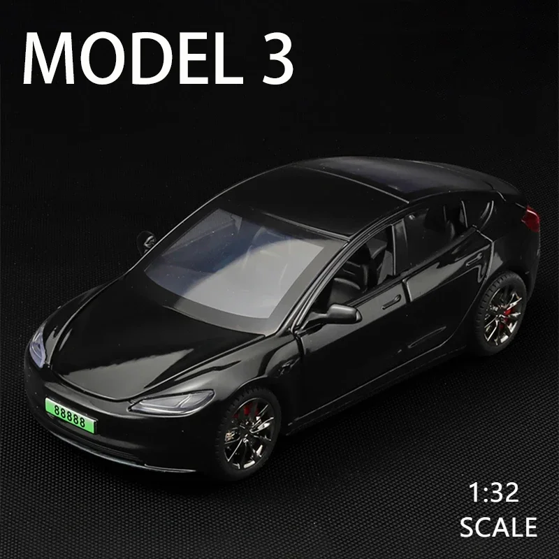 Alloy Model Car Toy, 1:32, Diecasts, Fundição de metais, Luz e som, Veículo, Model 3, Novo, 2022