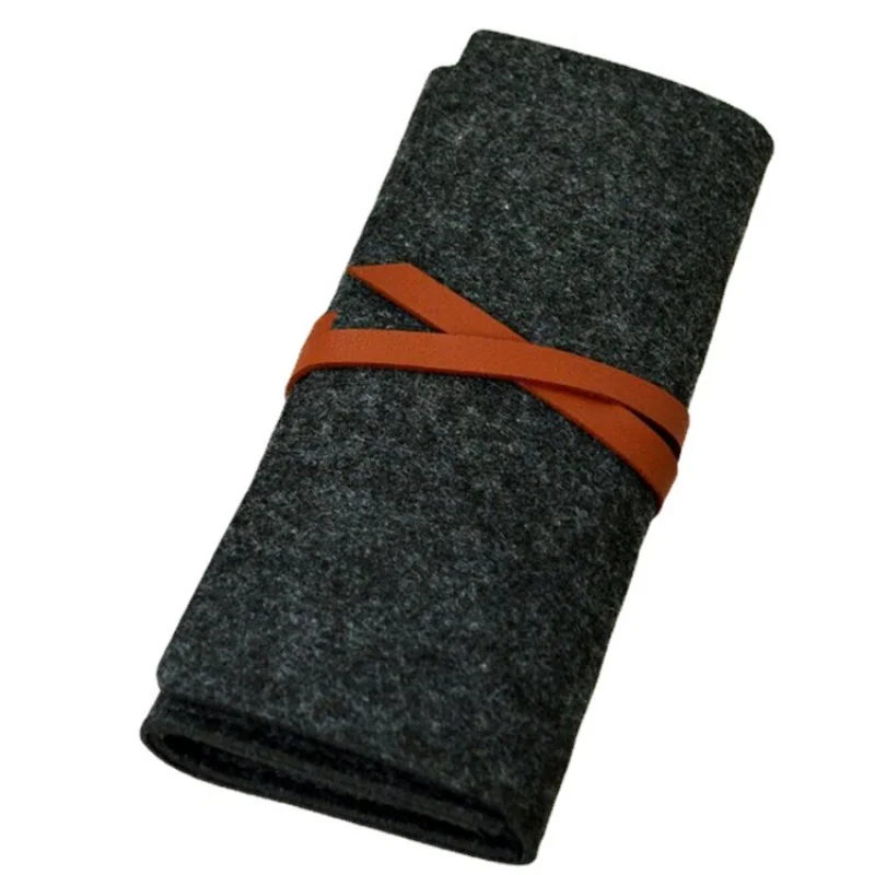 Schwarz Große Kapazität Schule Fall Filz Bleistift Tasche Schreibwaren Halter Füllfederhalter Fall Einfachen Stil Student Zipper Bleistift Beutel