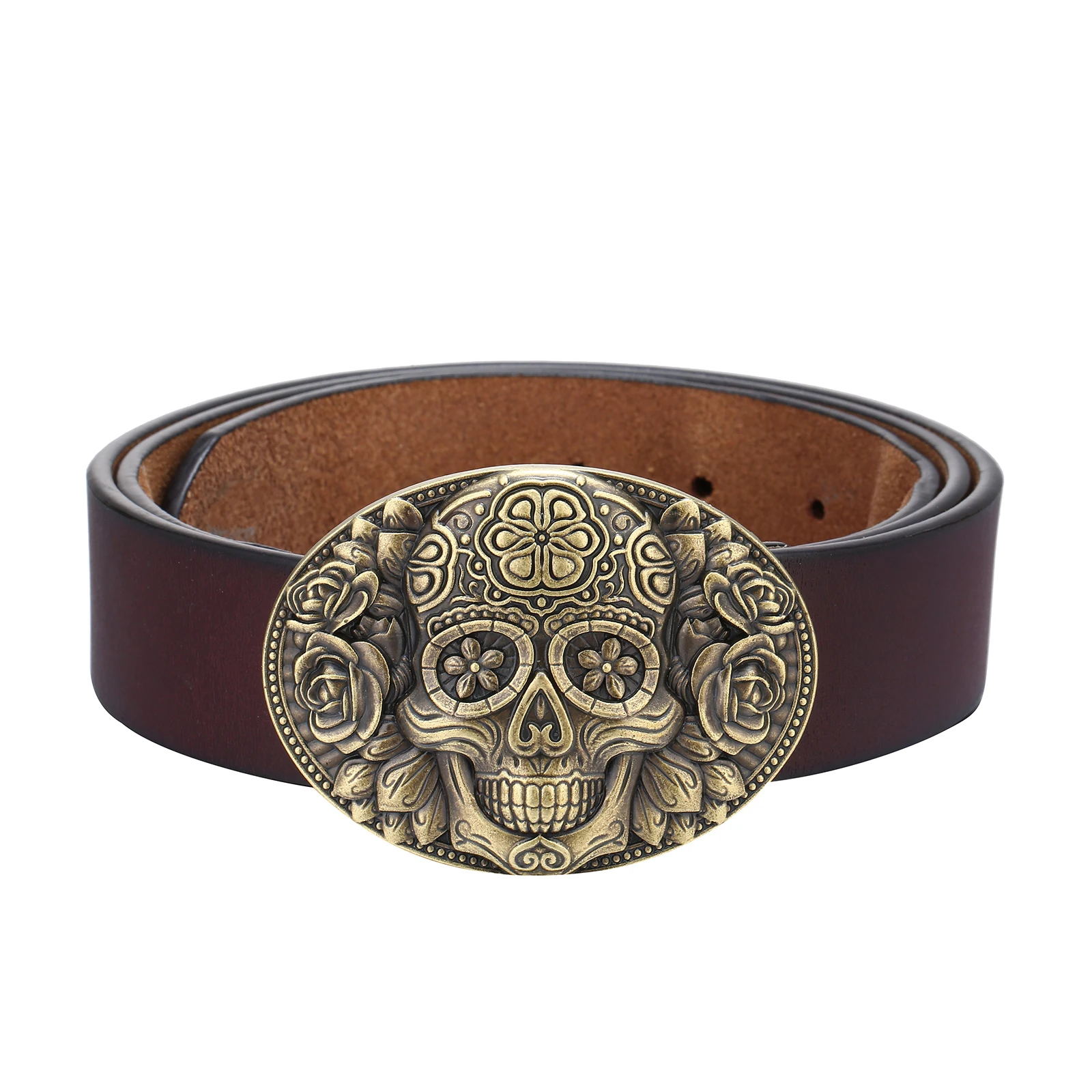 Nuevo Hebilla de cinturón de aleación de dos colores para hombre Flower Ghost