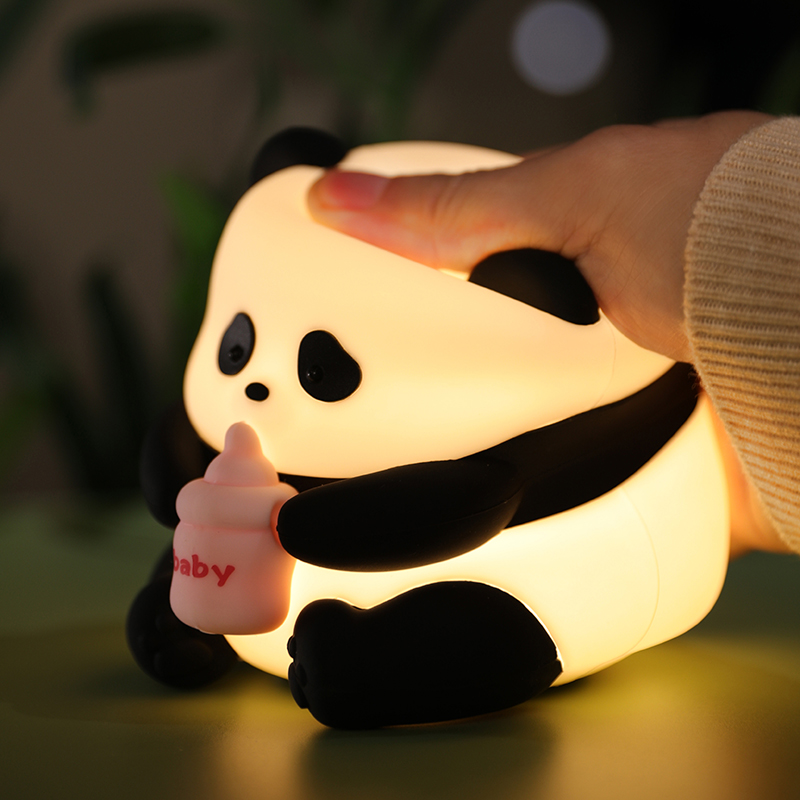 LED-Nachtlicht, niedlicher Panda, Cartoon-Tiere, Silikonlampe, USB wiederaufladbar, Timing, Schlaflampe, Schlafzimmer-Dekoration für Kinder