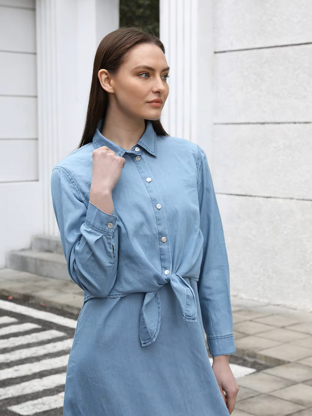 AP SS25 Women Lightweight Denim Wrap Blouse & Slip Dress