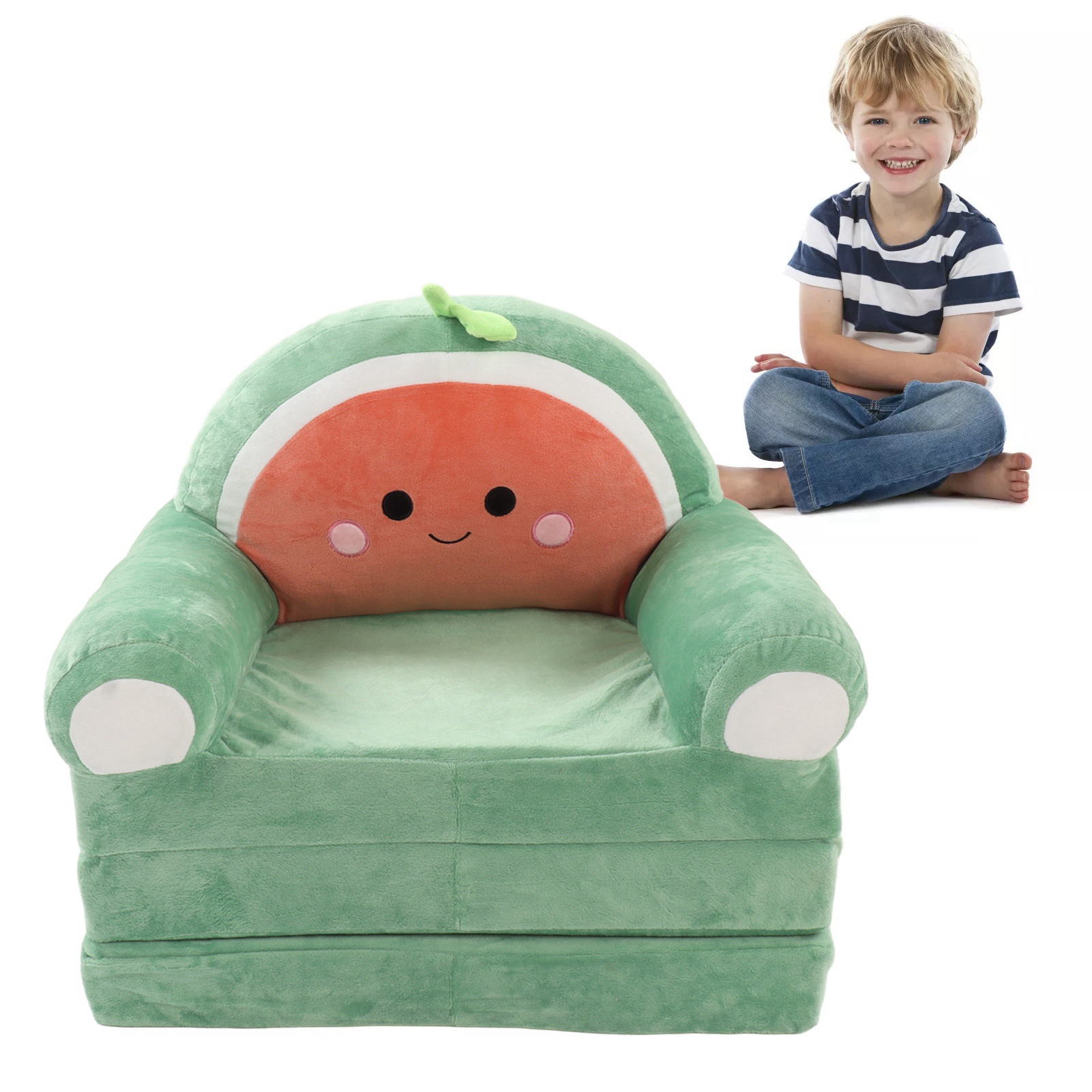 Cartoon Foldable Kids Sofa Kids Foldable Sofa Bed Humanize Washable Wide Armrest Comfortable for Living Room Children Foldable
