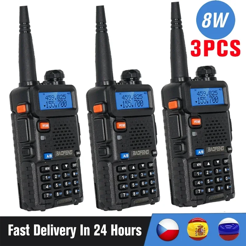 Рация Baofeng UV 5R портативная Двухдиапазонная 5 Вт/8 Вт, приемопередатчик двухсторонний UV82 UV9R Plus, 3/4 шт.