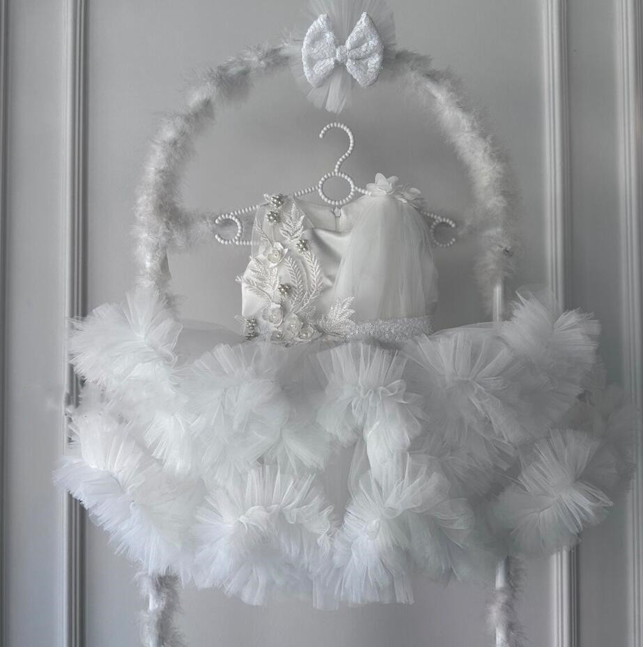 Детское Пышное Платье с цветочным принтом, 12-24 м