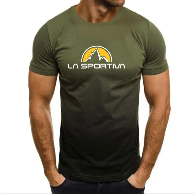 La Sportiva-Camiseta con estampado de letras para hombre, Camiseta удобный и транспираемый кон cuello redondo, Camisetas deportivas
