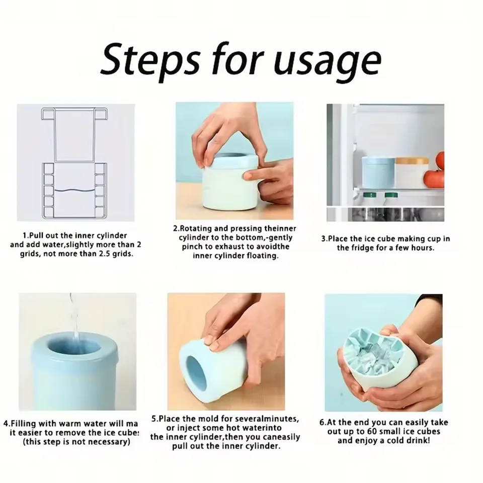 Hacer molde para cubitos de hielo, cubo de hielo, molde para tazas, grado alimenticio, congelación rápida, máquina de hielo de silicona, diseño creativo, tazas cilíndricas, Ultra duraderas