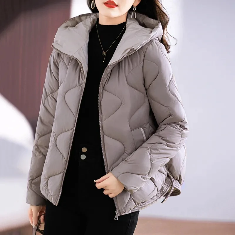 Chaqueta acolchada de algodón con capucha para mujer, abrigo grueso y cálido, Parkas coreanas, prendas de vestir de alta calidad, invierno, novedad de 2024