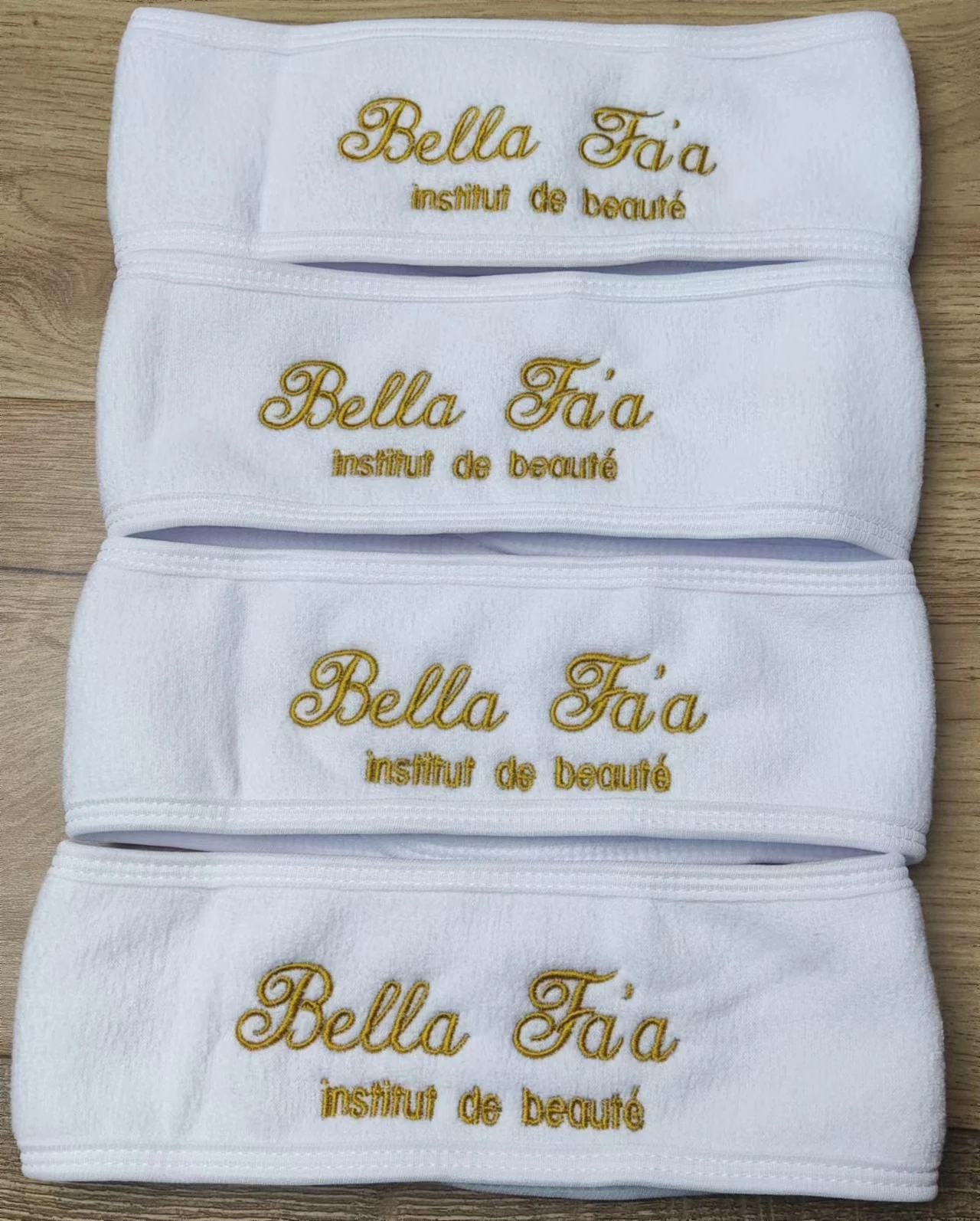 AHSNME, 10 Uds., banda para el cabello blanca con logotipo personalizado, toalla para salón de belleza, letras con monograma para baño, diademas para Spa, toallas de microfibra