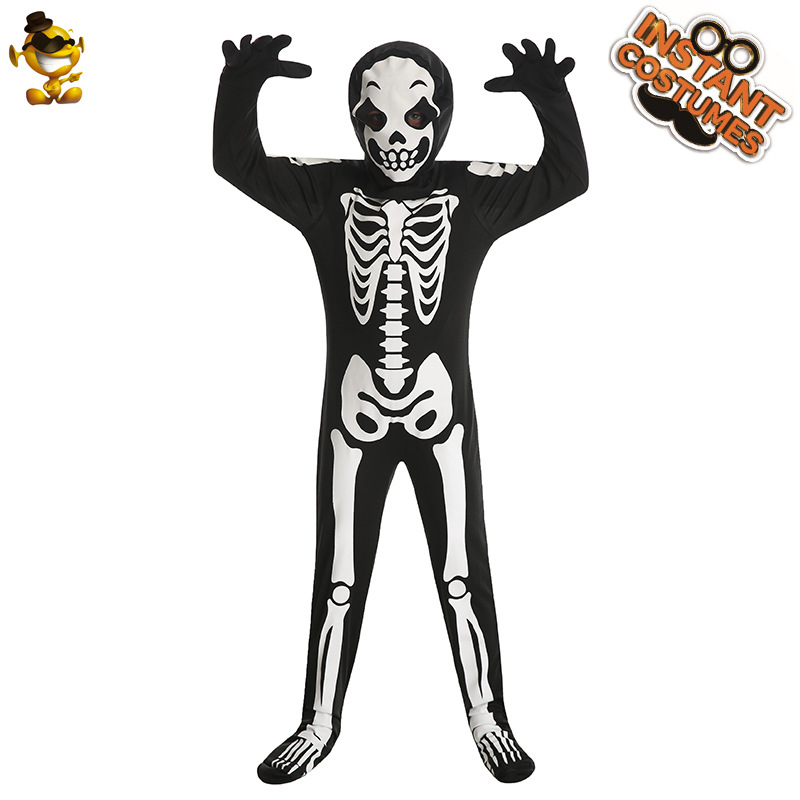 Funny Child Toddler White Skull Ghost Bone Role Play Costume Stage Ghost Suit One Piece Party Costume
