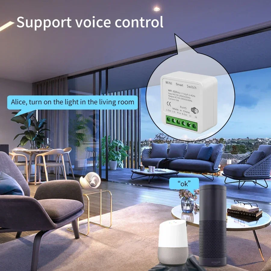 16A 20A Tuya WiFi Smart Switch RF 433Mhz Relais Breaker Modul 2-Wege-Steuerung Smart Life App Remote Funktioniert mit Google Home Alexa
