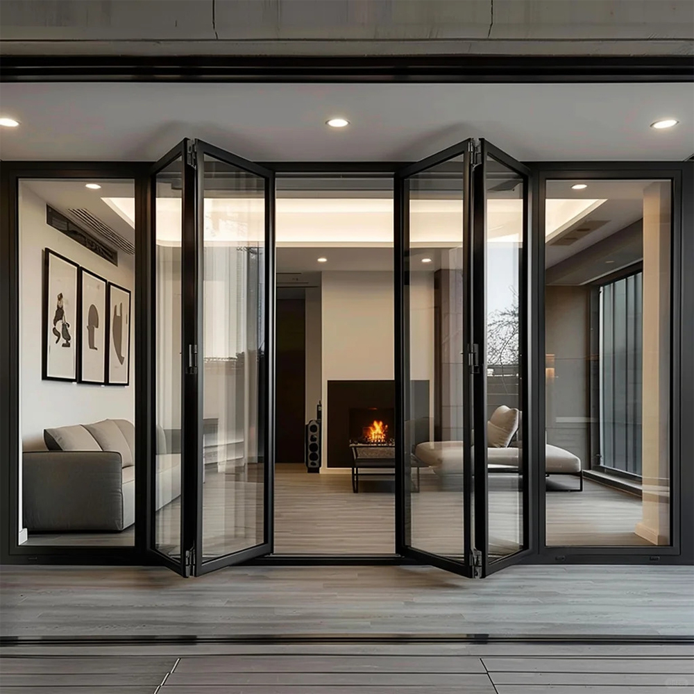 Sixinalu Accordion Front Doors Folding Exterior Interior Aluminum Sliding Double Glass Garden Door Home Decor Custom Panel