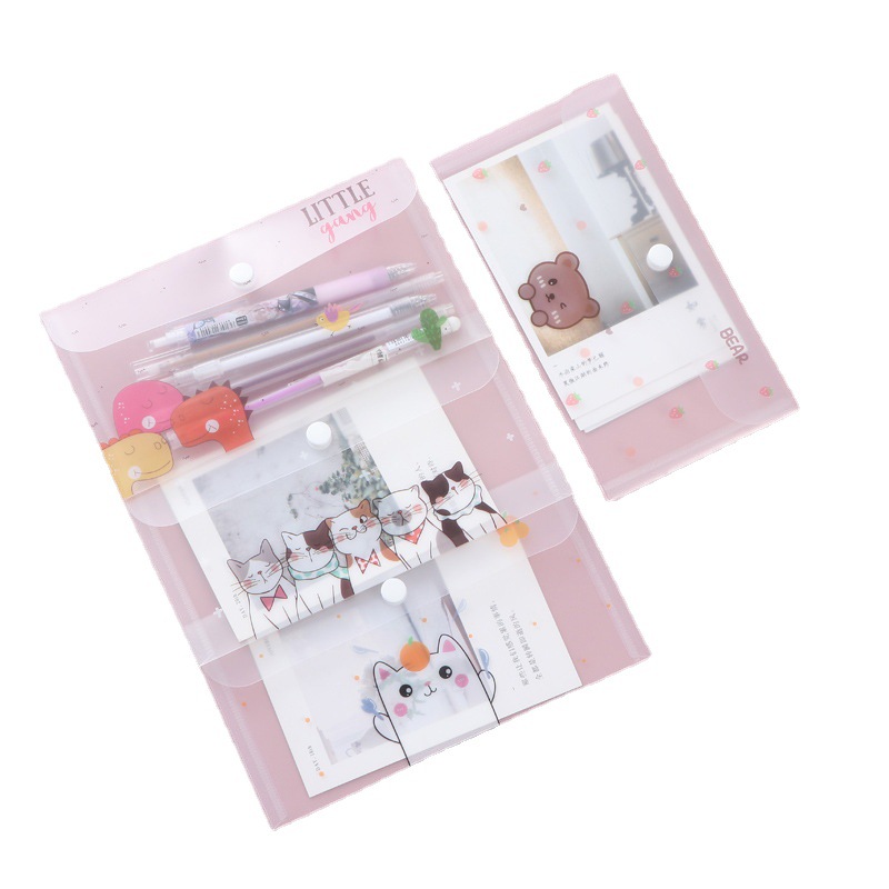 20x11cm transparente wasserdichte Gesichts maske Tasche Briefpapier Bleistift Tasche Fall Mini Cartoon Hasp Datei Ordner Büro zubehör