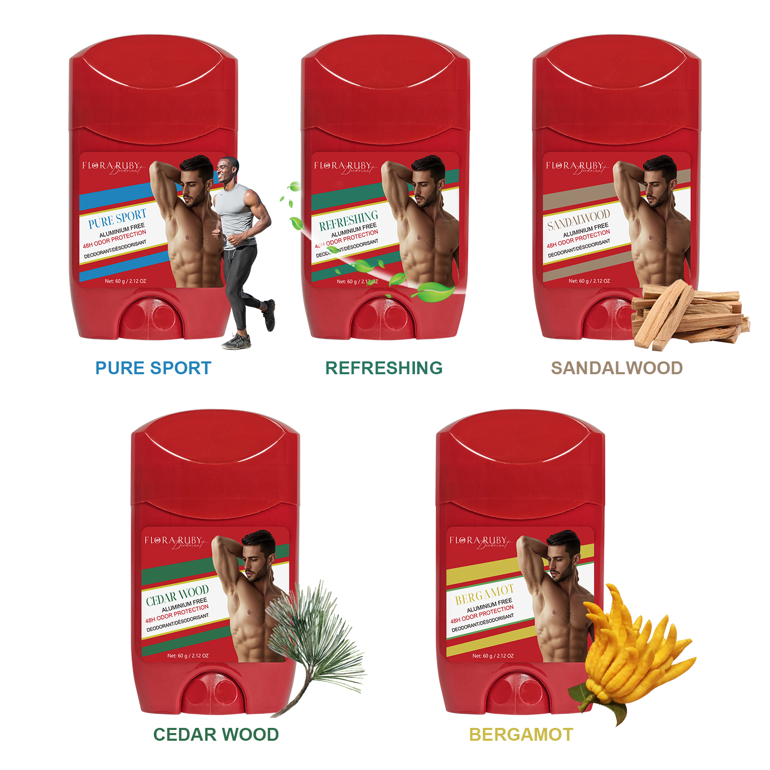 Aluminum Free Deodorant Men,High Endurance,48H Sweat Defense & Odor Protection,Freshness & Lasting,Pure Sport Scent