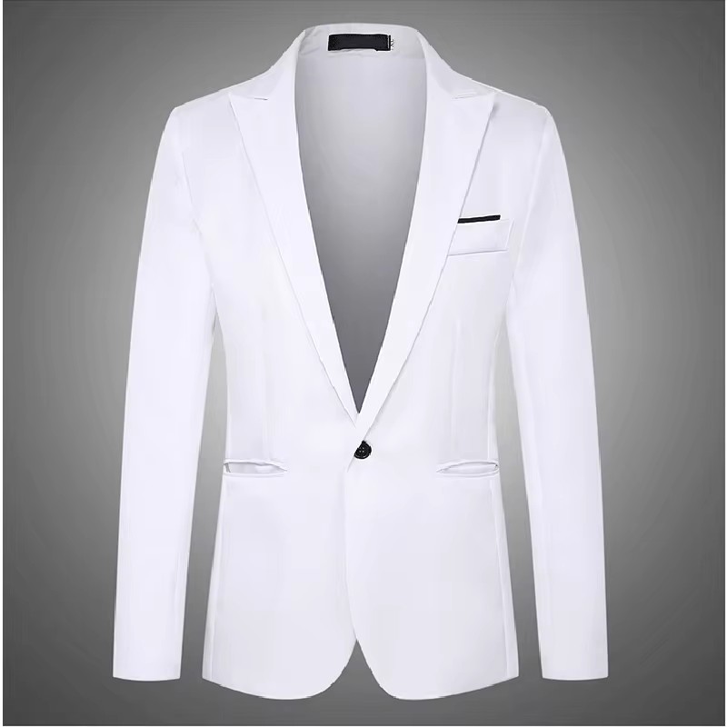 Blazer de manga comprida monocromática Slim Fit masculino, jaqueta de luxo, terno casual, negócio, marca de moda, nova chegada