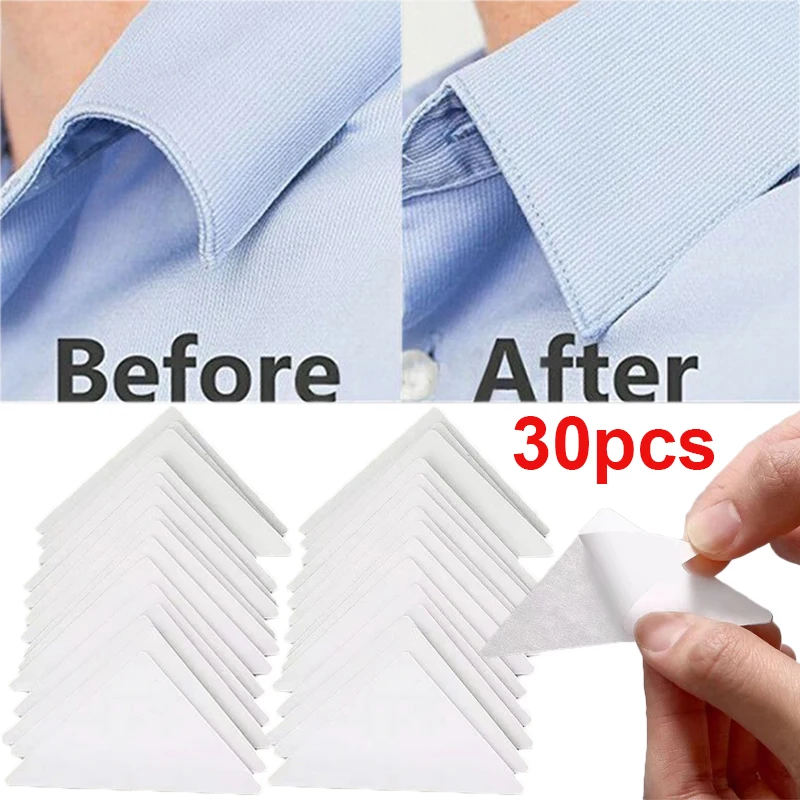 30 teile/schachtel Kragen Aufkleber Shirts T-Shirt Stehkragen Former Anti-rolle Feste Pads Adhesive Pad Unsichtbare Klebrige Aufkleber Verschluss
