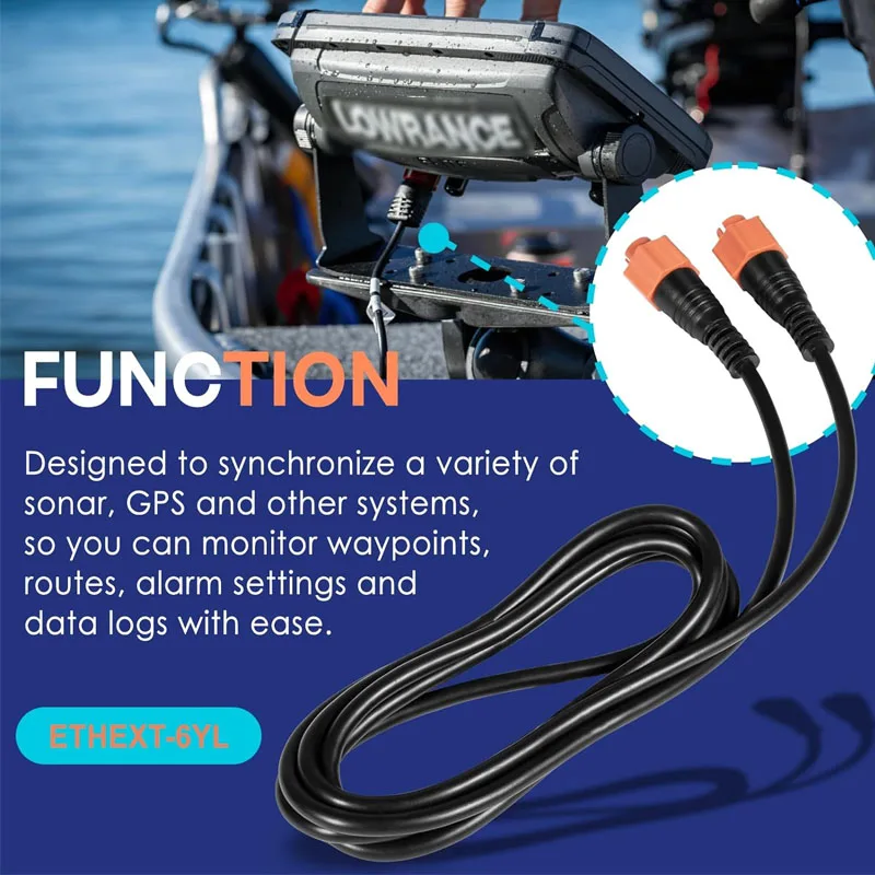 3005.6855,0127-51 Cabo Ethernet para barco 6 pés (1,8 m) ETHEXT-6YL Cabo de rede de 5 pinos adequado para a maioria dos dispositivos Lowrance