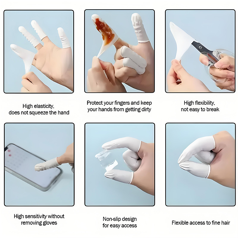 100PCS Multi-color Disposable Finger Cots Anti Slip Latex Powder Free Rolled Edge Finger Cots Beauty Hairdressing Tattoo Tools