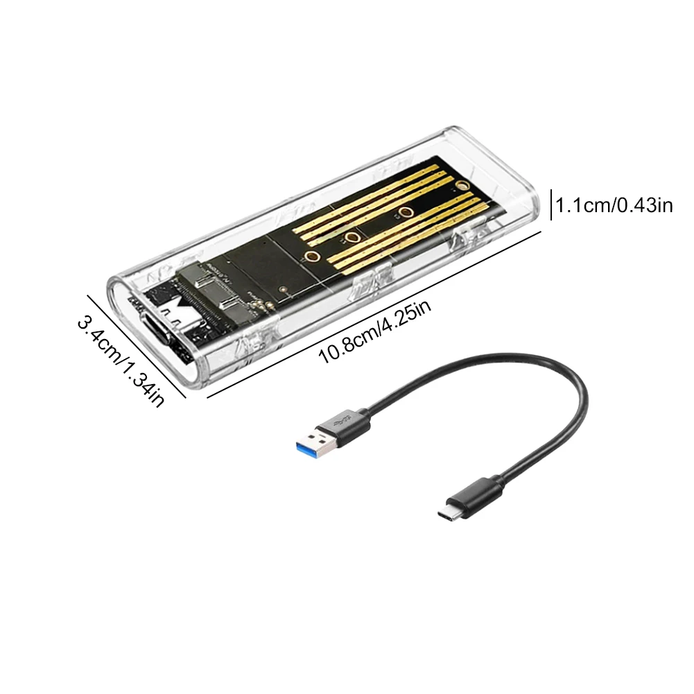 Прозрачный внешний жесткий диск M.2 NGFF SATA, USB 3,1 Type C, 10 Гбит/с