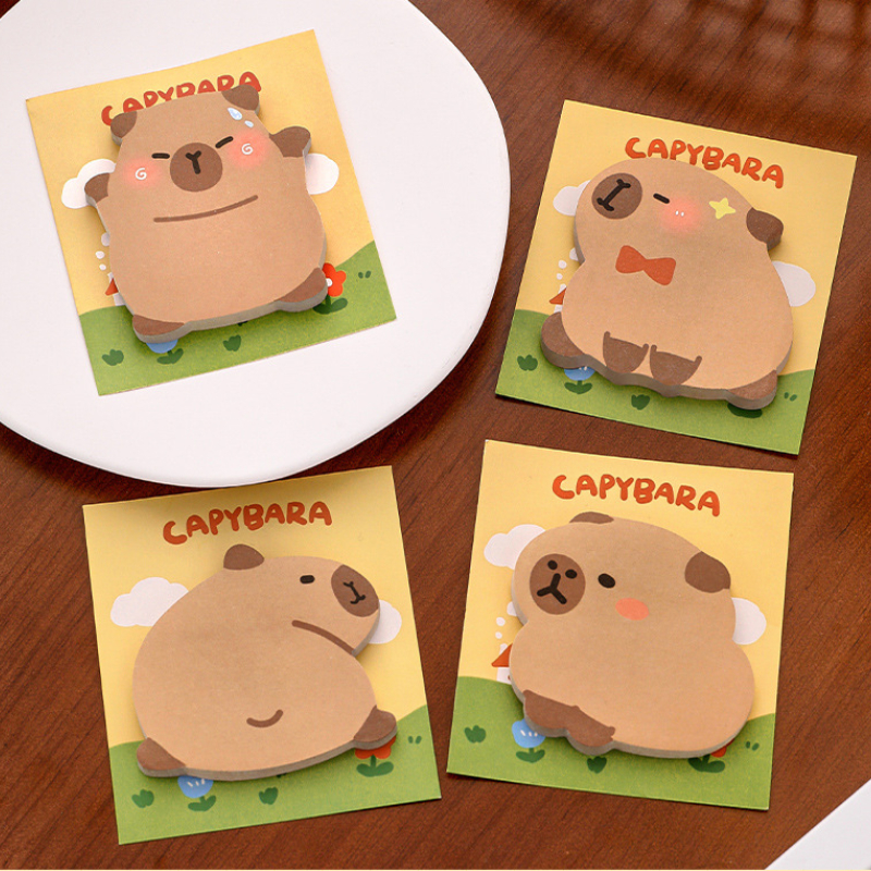 Bloc de notas de dibujos animados para estudiantes, Bloc de notas adhesivas Kawaii, Capybara Irregular, papelería escolar, 5 unidades por lote
