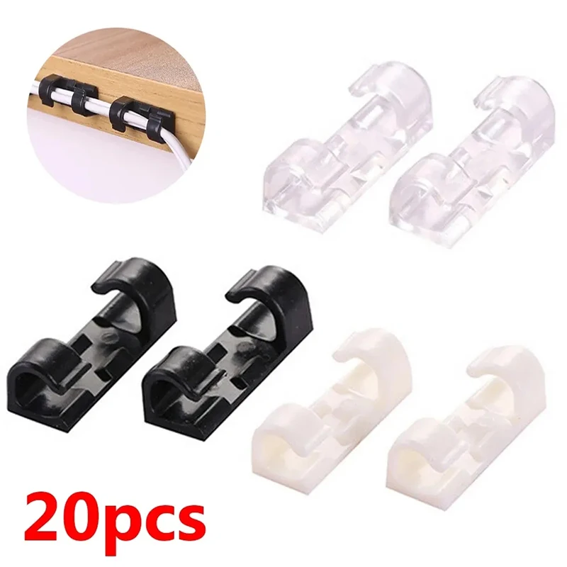 Clips organizadores de cables, gestión de cables, soporte para cables, carga USB, línea de datos, bobinadora, gancho montado en la pared, 16/20 piezas